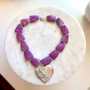 Purple Stone Heart Pendant Necklace